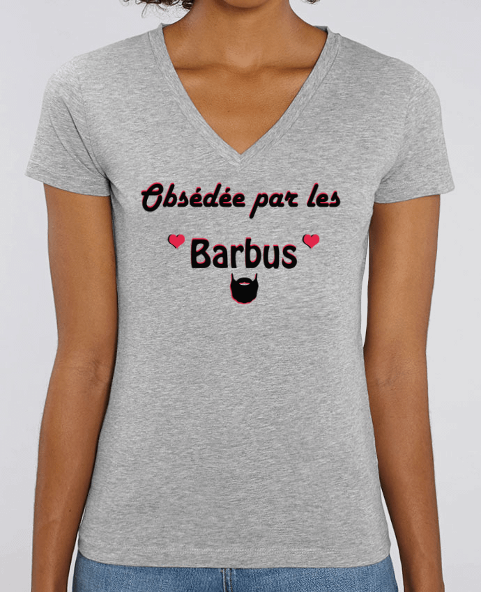 Tee Shirt Femme Col V Stella EVOKER Obsédée by les barbus Par  tunetoo