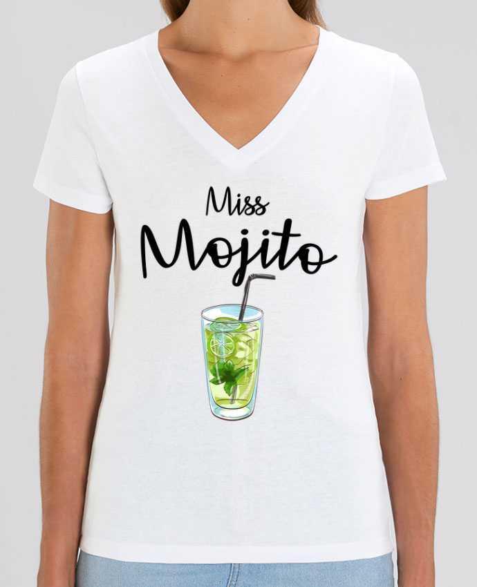 Tee Shirt Femme Col V Stella EVOKER Miss Mojito Par  FRENCHUP-MAYO