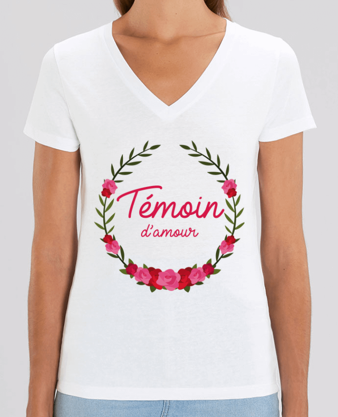 Tee Shirt Femme Col V Stella EVOKER Témoin d'amour Par  FRENCHUP-MAYO