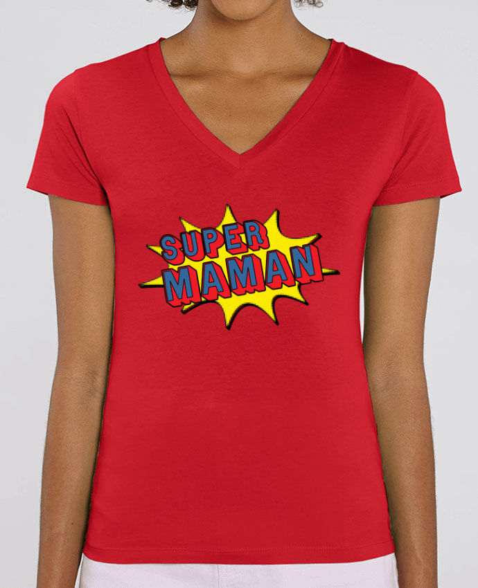 Camiseta Mujer Cuello V Stella EVOKER Super maman cadeau Par  Original t-shirt