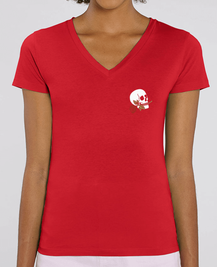 Women V-Neck T-shirt Stella Evoker Skull flower Par  Ruuud