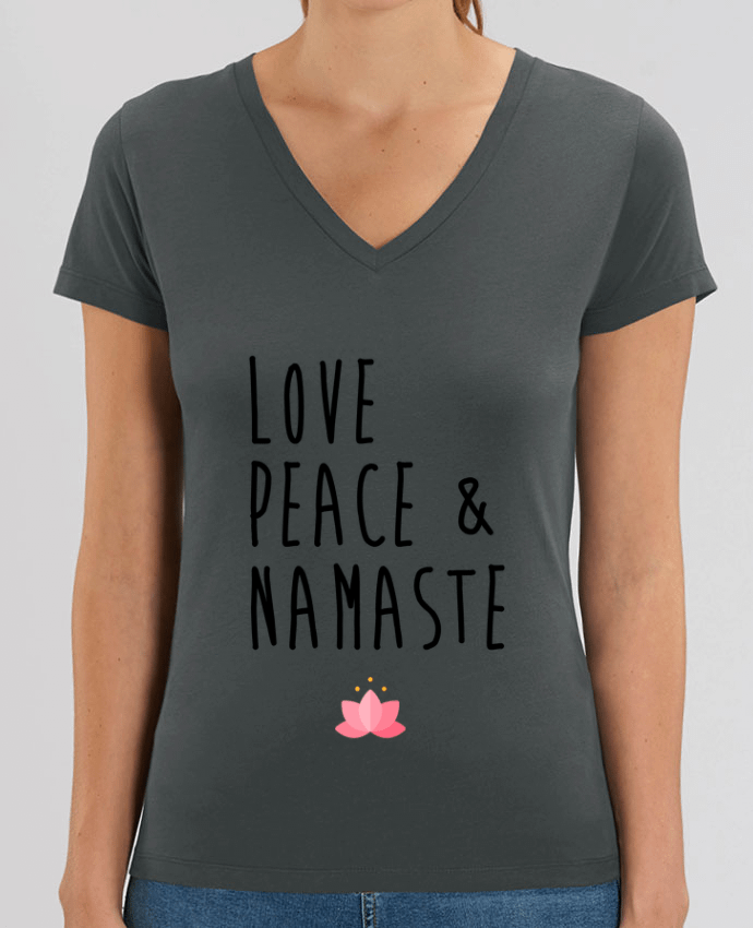 Women V-Neck T-shirt Stella Evoker Love, Peace & Namaste Par  tunetoo