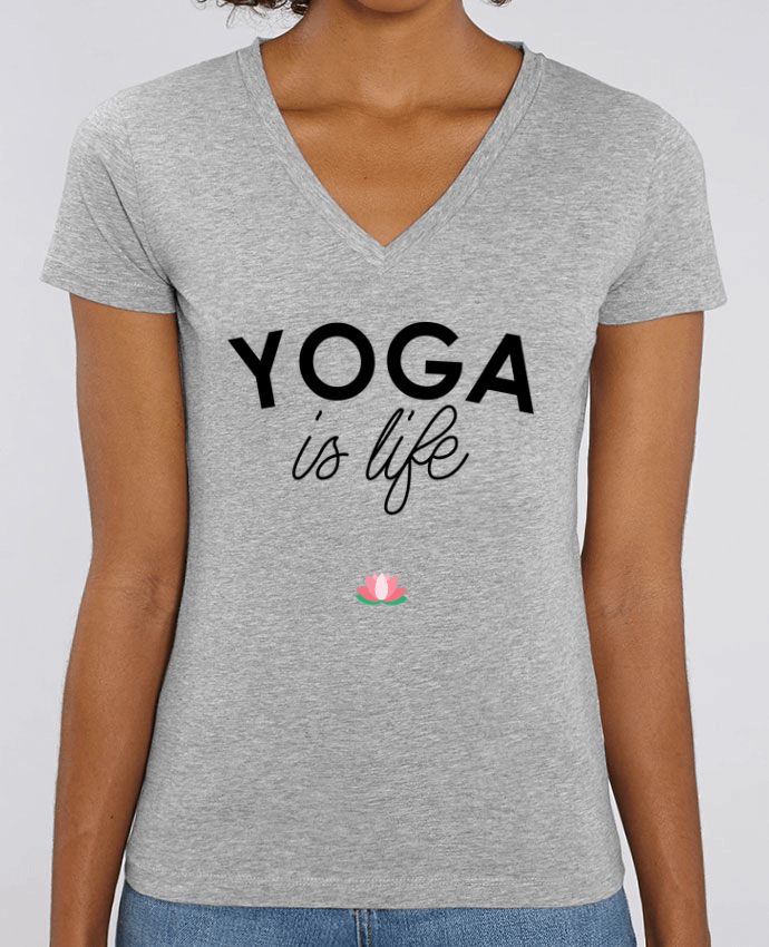 Tee Shirt Femme Col V Stella EVOKER Yoga is life Par  tunetoo