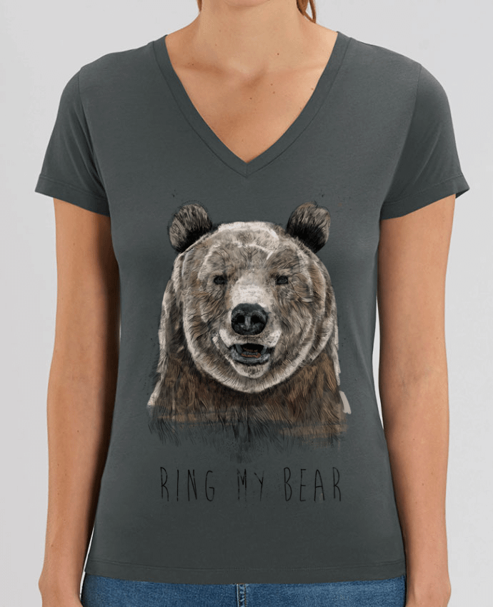 Women V-Neck T-shirt Stella Evoker Ring my bear Par  Balàzs Solti