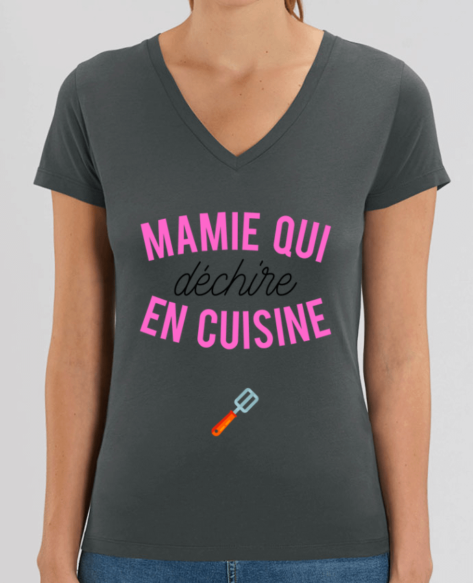 Women V-Neck T-shirt Stella Evoker Mamie qui déchire en cuisine Par  tunetoo