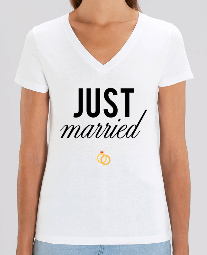 Women V-Neck T-shirt Stella Evoker Just married Par  tunetoo