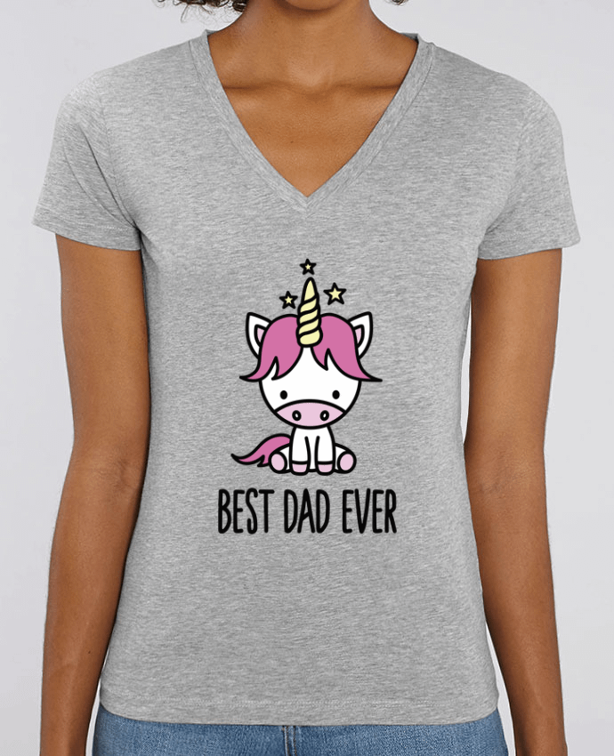 Camiseta Mujer Cuello V Stella EVOKER Best dad ever Par  LaundryFactory