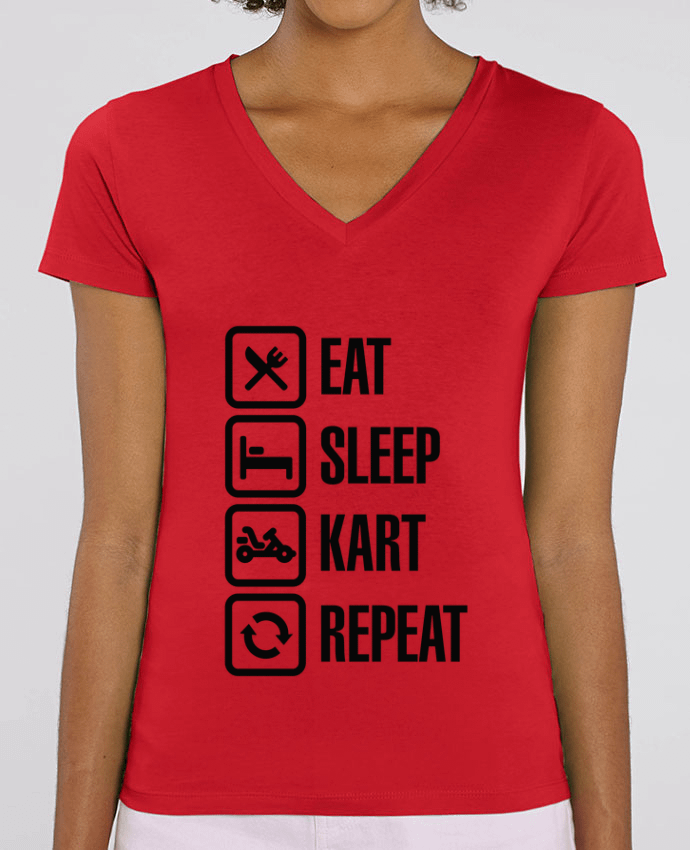 Tee Shirt Femme Col V Stella EVOKER Eat, sleep, kart, repeat Par  LaundryFactory