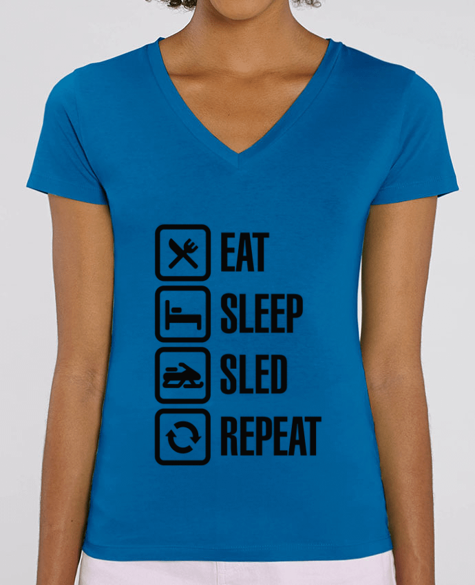 Women V-Neck T-shirt Stella Evoker Eat, sleep, sled, repeat Par  LaundryFactory