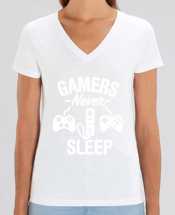 Women V-Neck T-shirt Stella Evoker Gamers never sleep Par  LaundryFactory