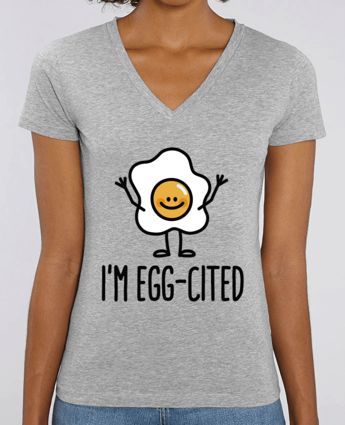 Women V-Neck T-shirt Stella Evoker I'm egg-cited Par  LaundryFactory