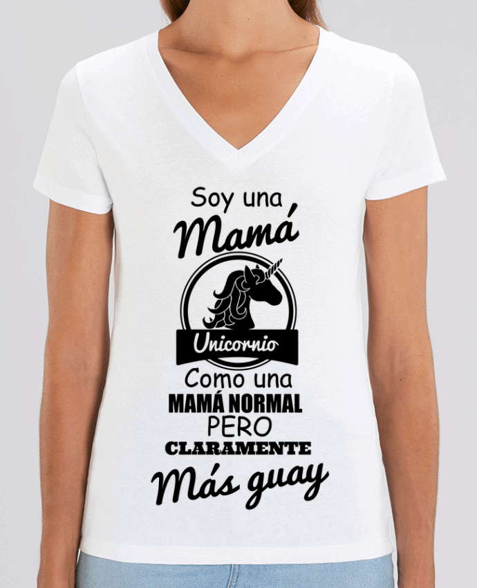 Women V-Neck T-shirt Stella Evoker Mamá unicornio Par  tunetoo