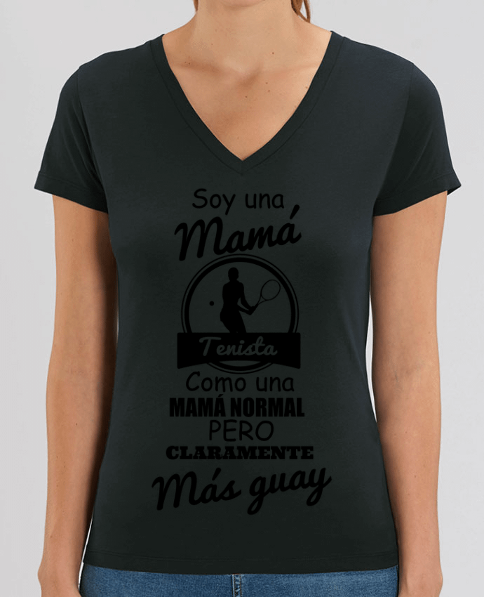Women V-Neck T-shirt Stella Evoker Mamá tenista Par  tunetoo