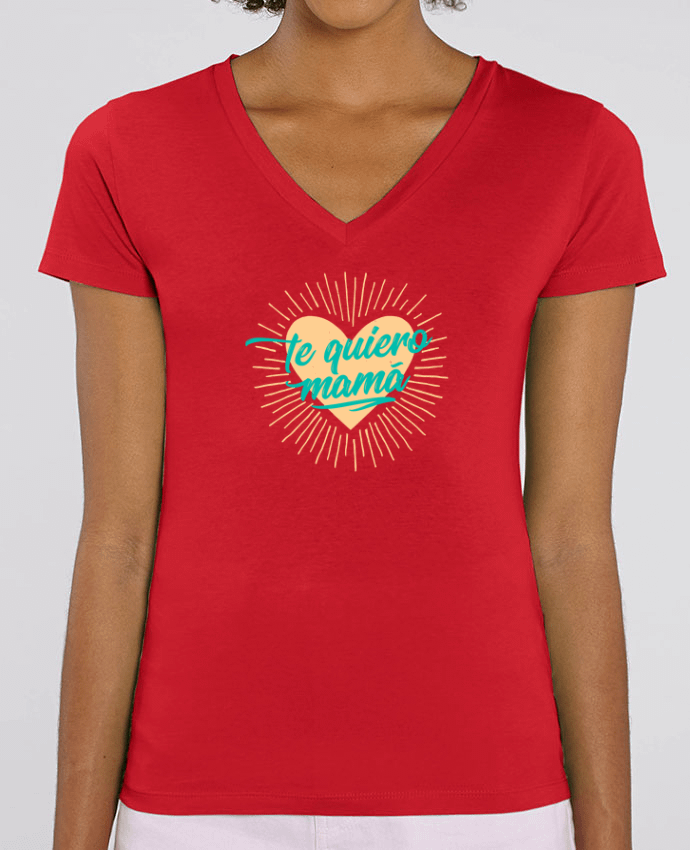 Women V-Neck T-shirt Stella Evoker te quiero mamá Par  tunetoo