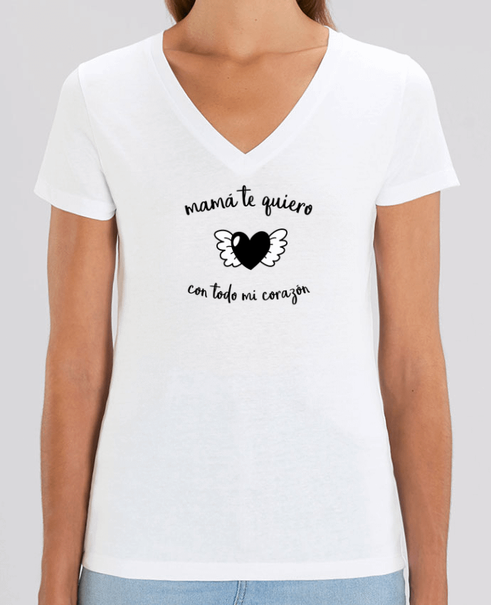 Camiseta Mujer Cuello V Stella EVOKER con todo mi corazón Par  tunetoo