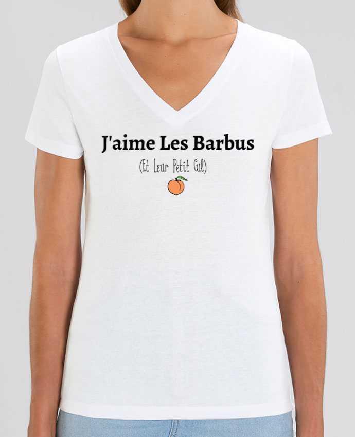 Tee Shirt Femme Col V Stella EVOKER J'aime les barbus et leur petit cul Par  tunetoo