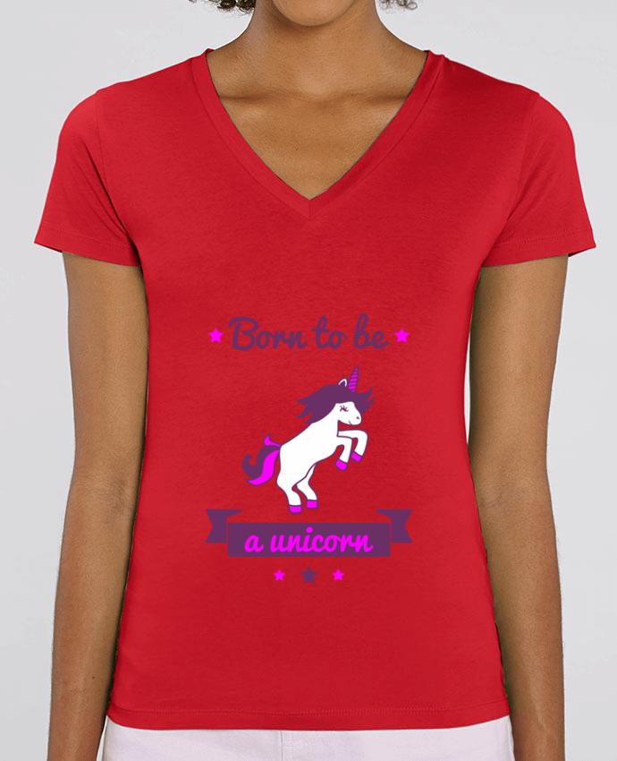 Tee Shirt Femme Col V Stella EVOKER Born to be a unicorn Par  Benichan