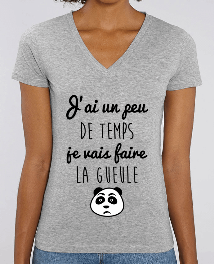 Camiseta Mujer Cuello V Stella EVOKER J'ai un peu de temps je vais faire la gueule Par  Benichan