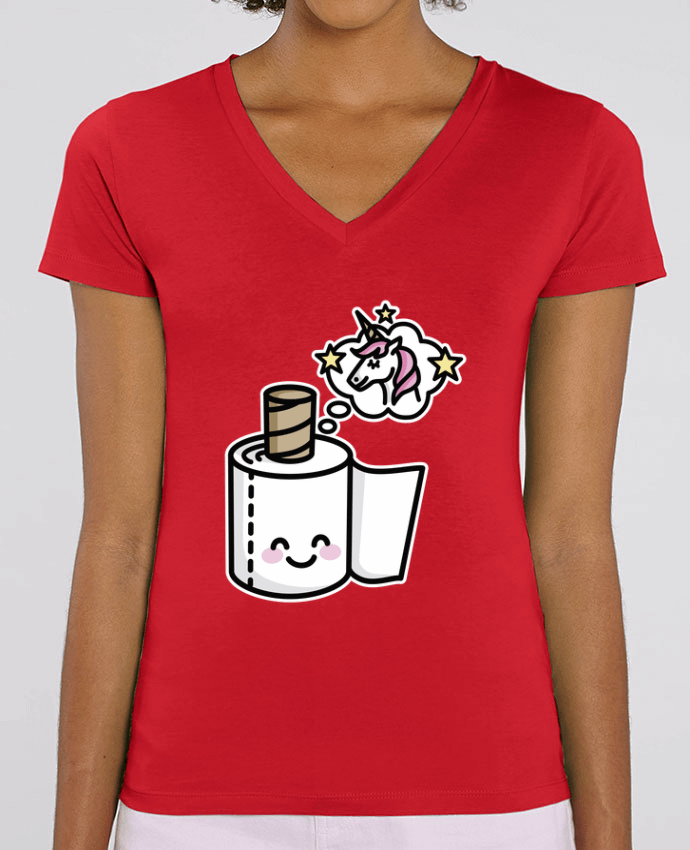Women V-Neck T-shirt Stella Evoker Unicorn Toilet Paper Par  LaundryFactory
