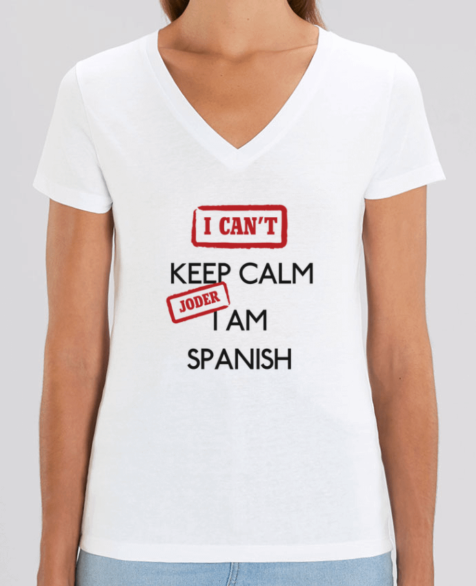 Camiseta Mujer Cuello V Stella EVOKER I can't keep calm jorder I am spanish Par  tunetoo