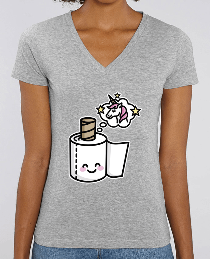Camiseta Mujer Cuello V Stella EVOKER BEAUTIFUL UNICORN TOILET PAPER Par  LaundryFactory
