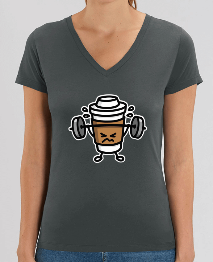 Women V-Neck T-shirt Stella Evoker STRONG COFFEE SMALL Par  LaundryFactory
