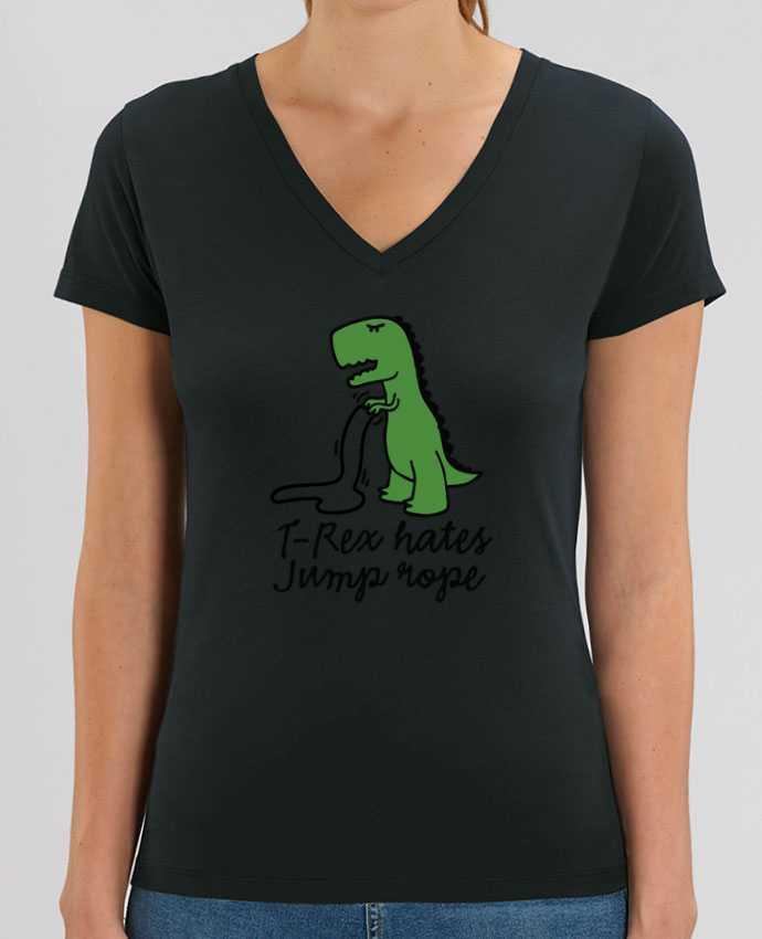 Women V-Neck T-shirt Stella Evoker TREX HATES JUMP ROPE Par  LaundryFactory