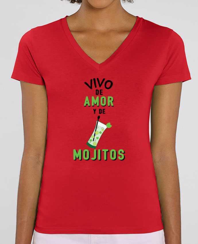Women V-Neck T-shirt Stella Evoker Vivo de amor y de mojitos Par  tunetoo