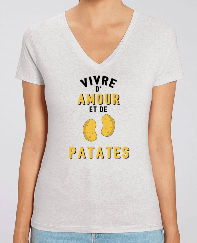 Camiseta Mujer Cuello V Stella EVOKER Vivre d'amour et de patates Par  tunetoo