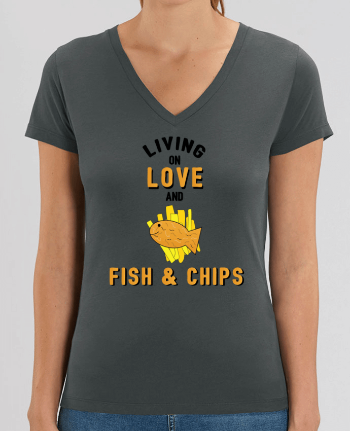 Tee-shirt femme Living on love and fish & chips Par  tunetoo