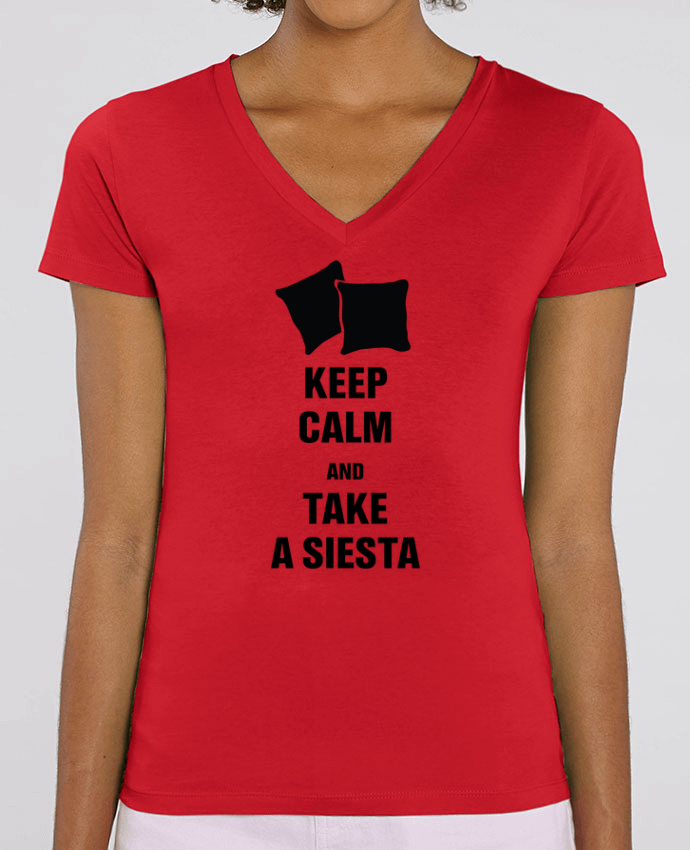 Tee Shirt Femme Col V Stella EVOKER Keep calm and take a siesta Par  tunetoo