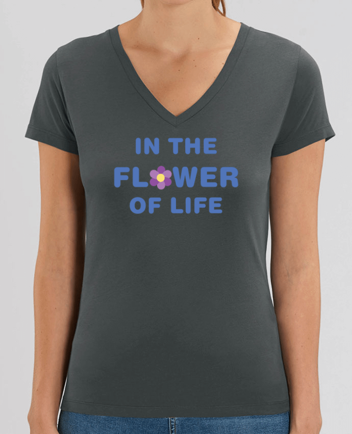 Tee Shirt Femme Col V Stella EVOKER In the flower of life Par  tunetoo