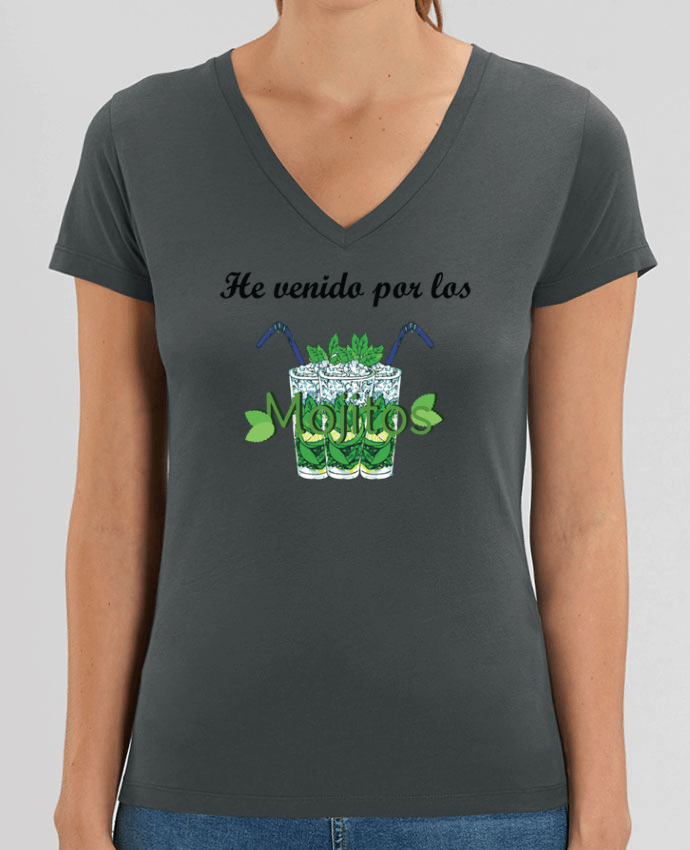 Tee Shirt Femme Col V Stella EVOKER He venido por los mojitos Par  tunetoo