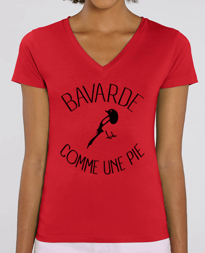 Women V-Neck T-shirt Stella Evoker Bavarde comme une Pie Par  Freeyourshirt.com