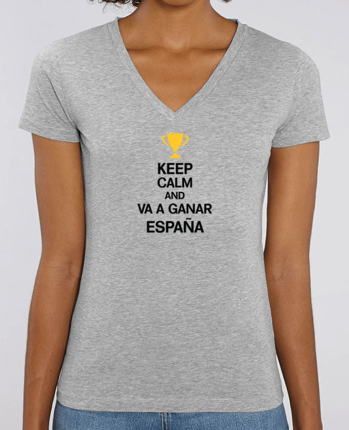 Camiseta Mujer Cuello V Stella EVOKER Keep calm and va a ganar Par  tunetoo