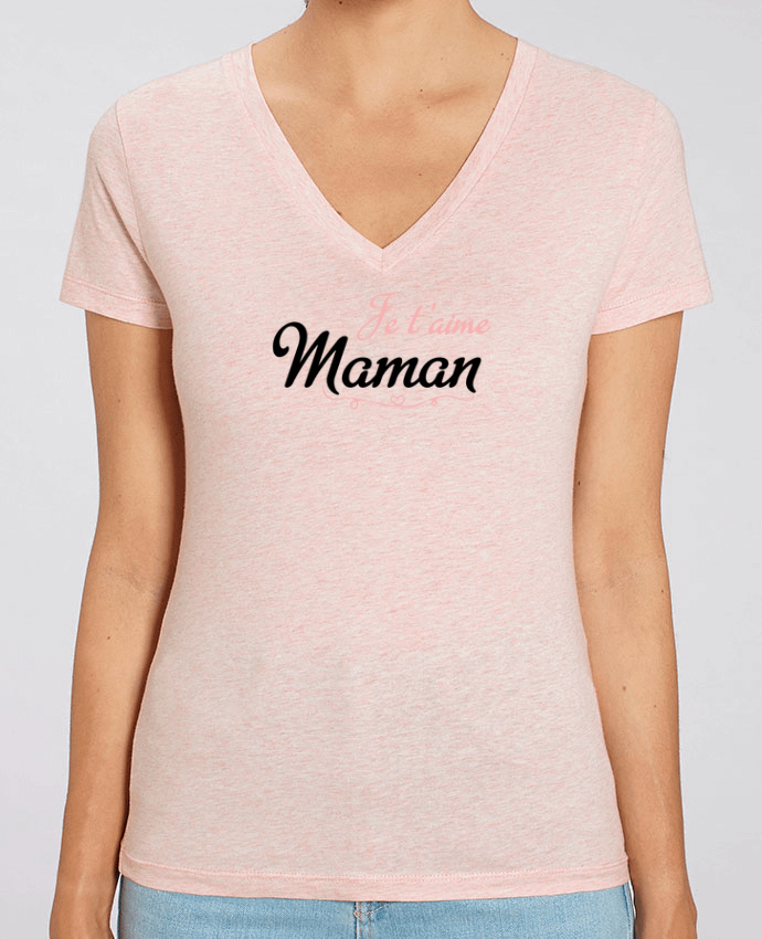 Camiseta Mujer Cuello V Stella EVOKER Je t'aime Maman Par  tunetoo