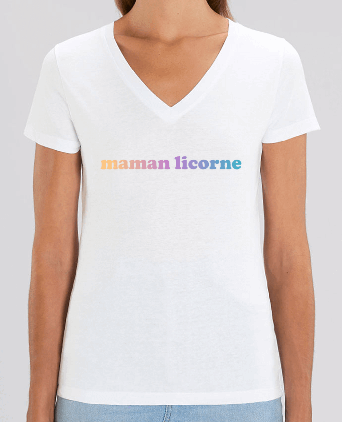 Women V-Neck T-shirt Stella Evoker Maman licorne Par  arsen