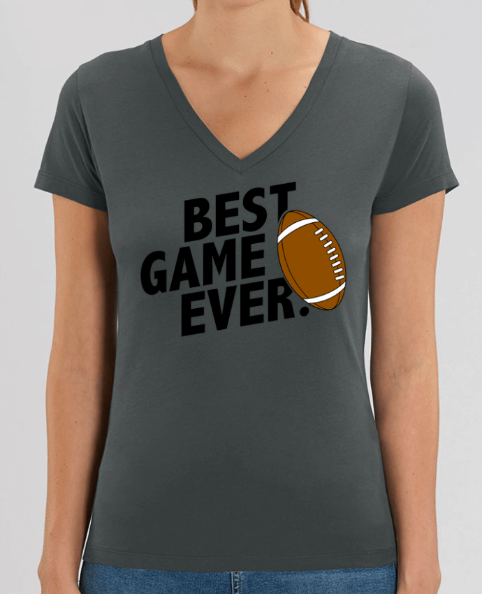 Women V-Neck T-shirt Stella Evoker BEST GAME EVER Rugby Par  tunetoo