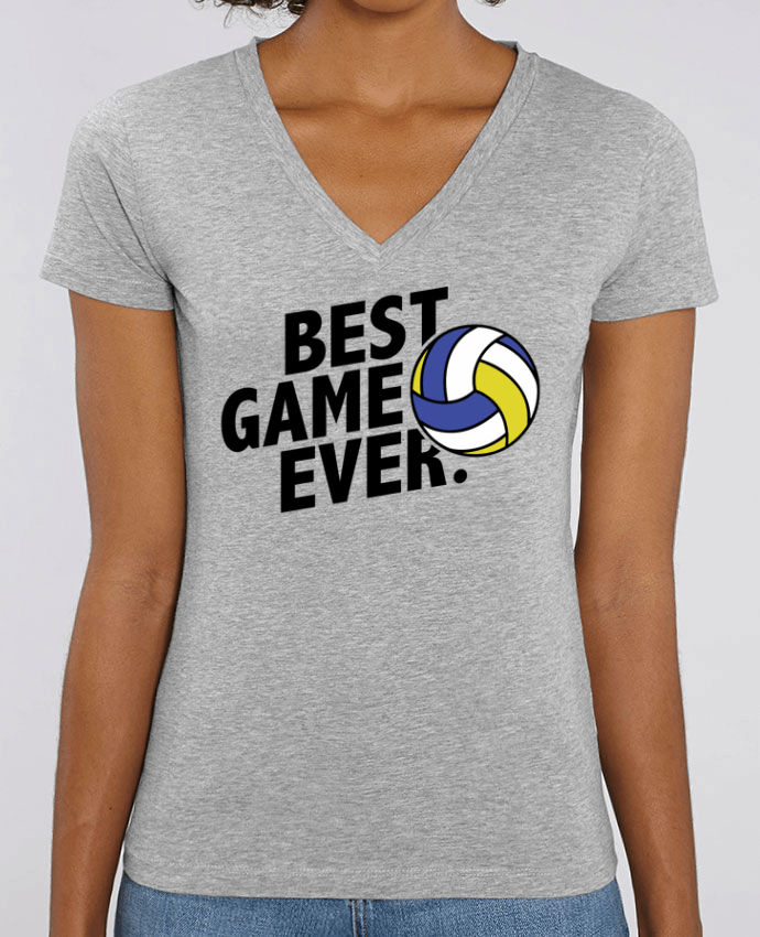 Women V-Neck T-shirt Stella Evoker BEST GAME EVER Volley Par  tunetoo