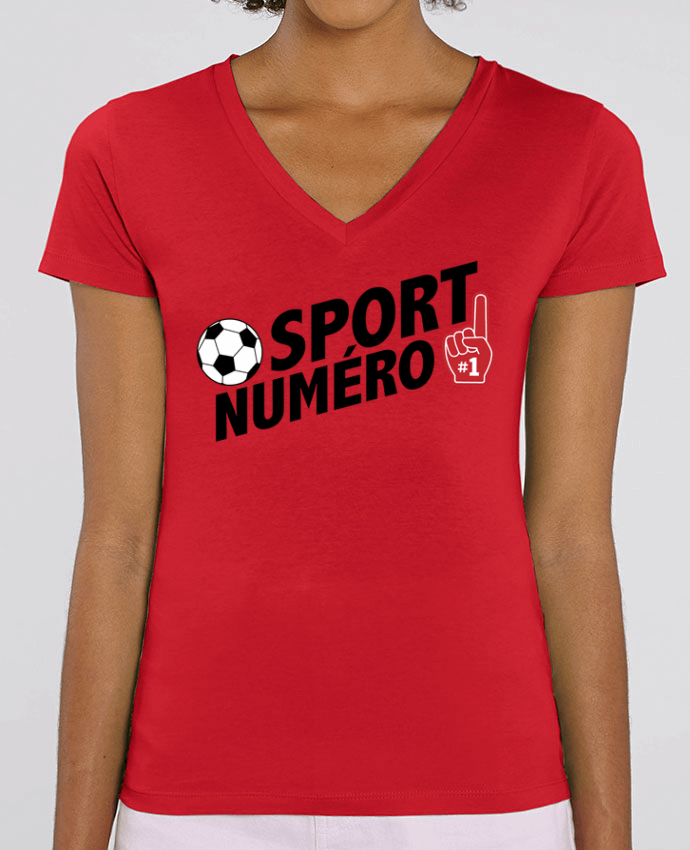 Women V-Neck T-shirt Stella Evoker Sport numéro 1 Football Par  tunetoo