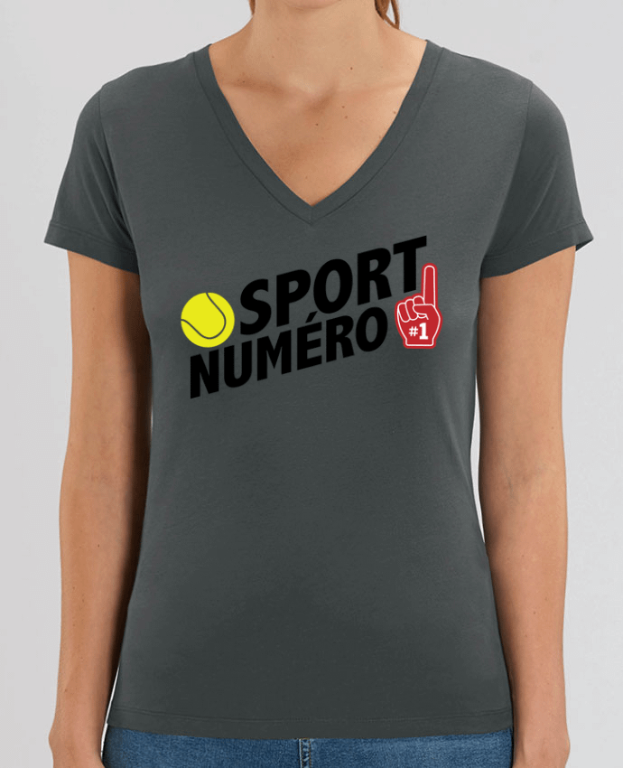 Camiseta Mujer Cuello V Stella EVOKER Sport numéro 1 tennis Par  tunetoo