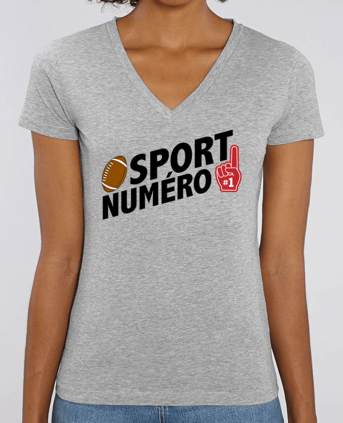 Women V-Neck T-shirt Stella Evoker Sport numéro 1 Rugby Par  tunetoo