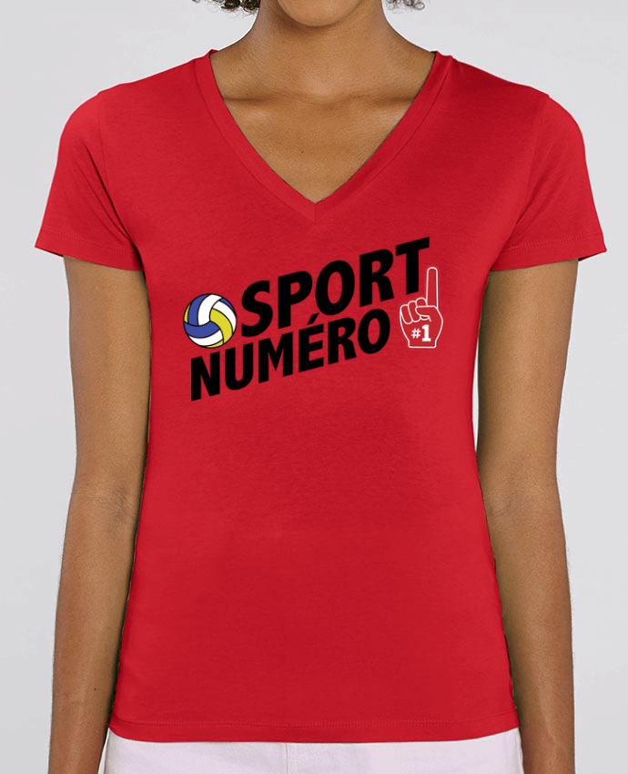 Women V-Neck T-shirt Stella Evoker Sport numéro 1 Volley Par  tunetoo