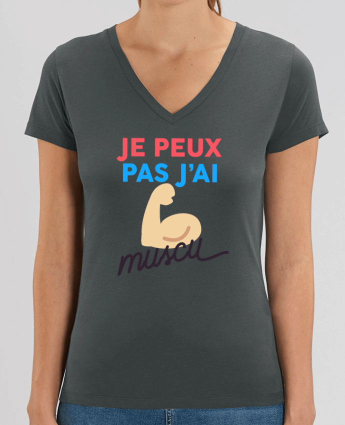 Tee Shirt Femme Col V Stella EVOKER je peux pas j'ai muscu Par  Ruuud