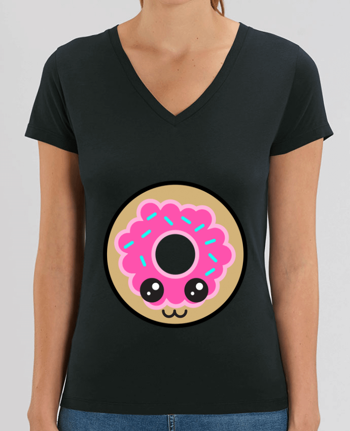 Tee Shirt Femme Col V Stella EVOKER Donut Par  Anonymous