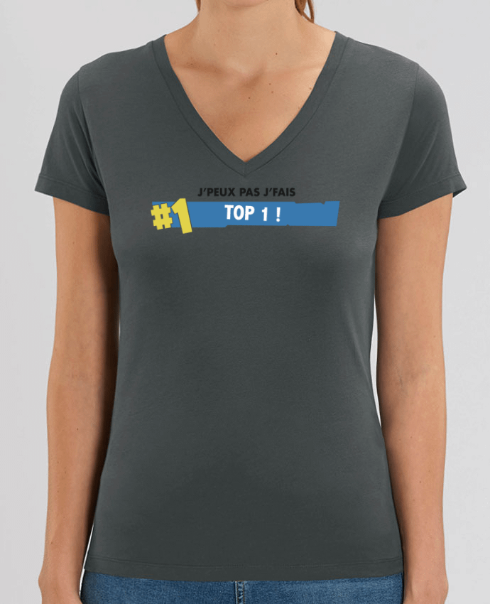 Women V-Neck T-shirt Stella Evoker J'peux pas J'fais TOP 1 fortnite Par  tunetoo