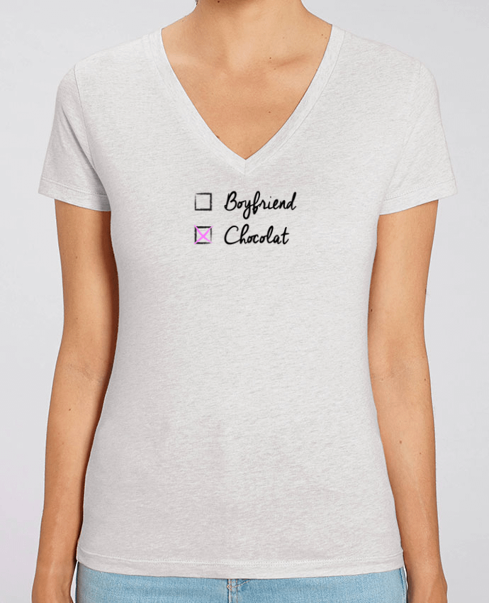 Camiseta Mujer Cuello V Stella EVOKER Boyfriend X Chocolat Par  tunetoo