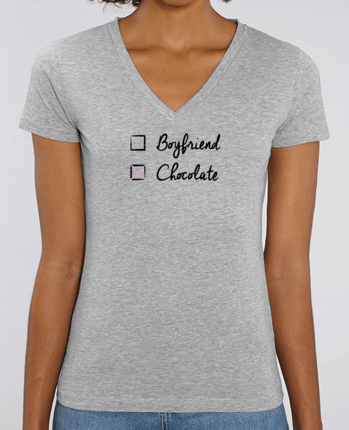 Women V-Neck T-shirt Stella Evoker Boyfriend Chocolate Par  tunetoo