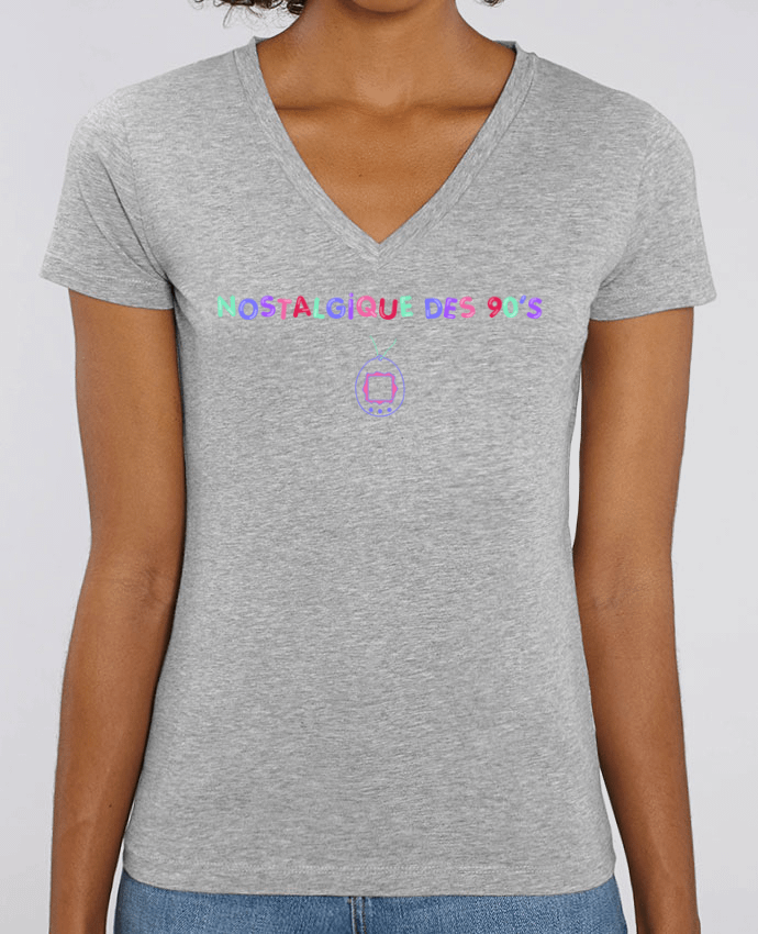 Women V-Neck T-shirt Stella Evoker Nostalgique 90s Tamagotchi Par  tunetoo