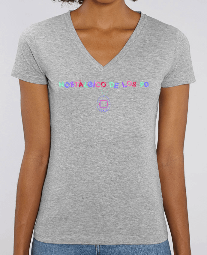Women V-Neck T-shirt Stella Evoker Nostálgico de los 90 Tamagotchi Par  tunetoo